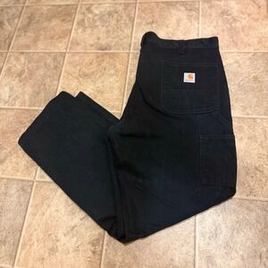 Carhartt 8324 BLK Relaxed Fit Work Pants Men 40x32 Black Cotton Carpenter